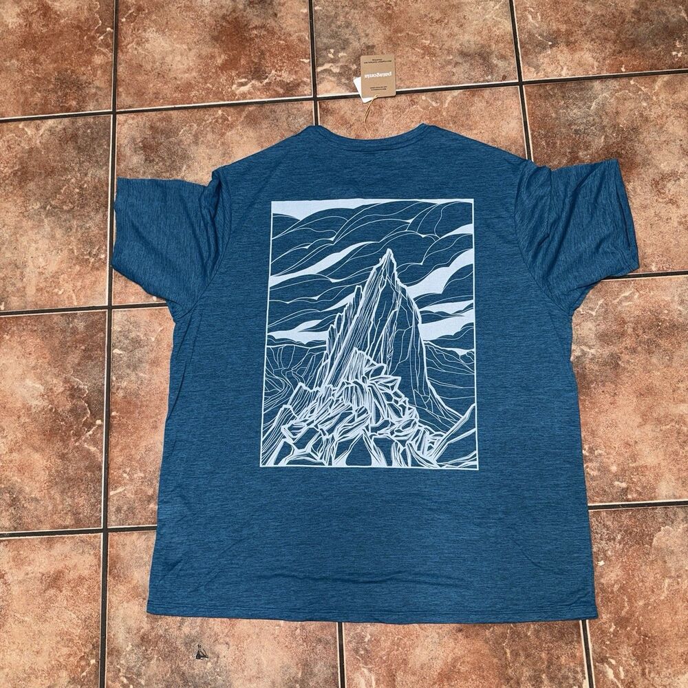 Patagonia Shirt Mens XLarge Blue Capilene Cool Daily Mountain Graphic Tee NWT